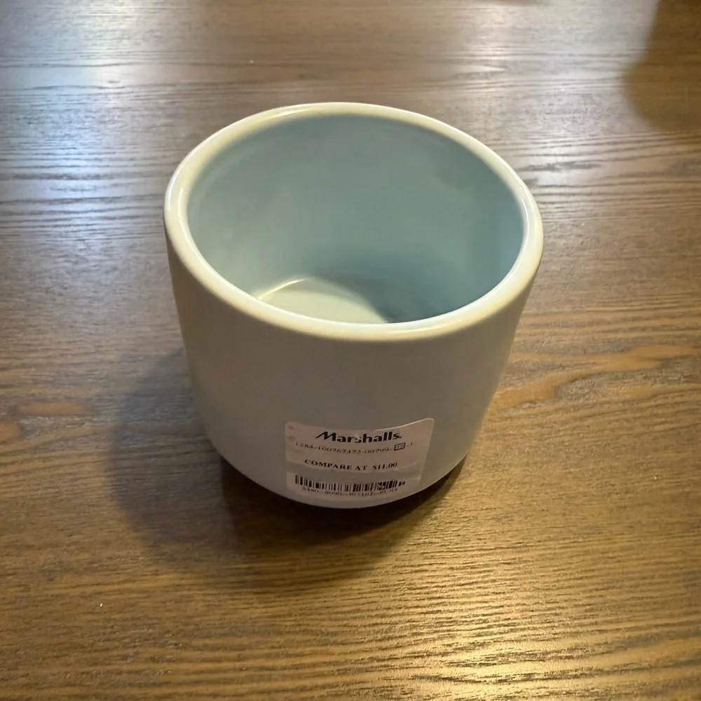Rae Dunn- Let It Snow Ceramic Planter  Light Blue NWT